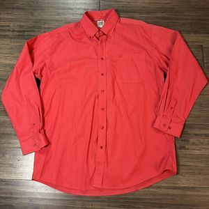 Cinch Shirt Men's Large Button-Down Long Sleeve Coral Red Western Cowboy Rodeo